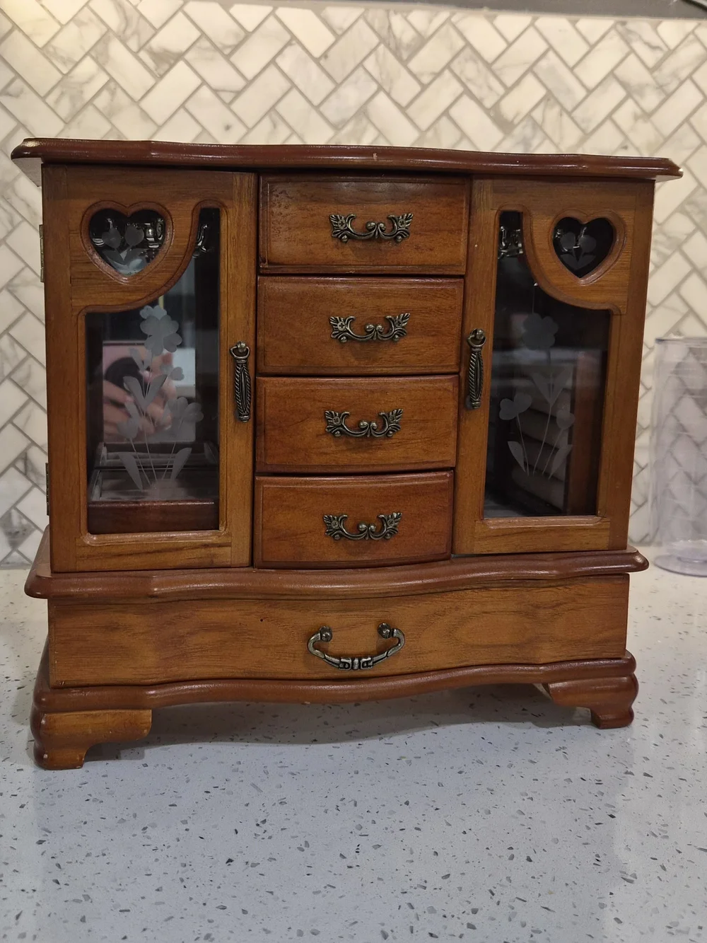 Wooden Jewelry Organizer Box in Warm Brown
